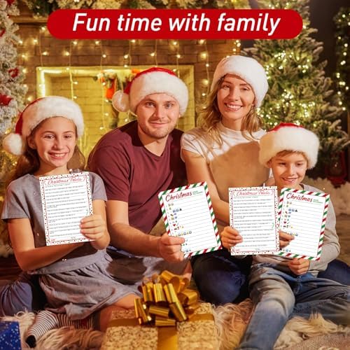 COCHIE 30 Players Christmas Party Games for Adults Family Office Large Groups, Xmas Parties Movies Pictionary Game, Riddle Game, Christmas Trivia Games with Answer Key (Xmas Quiz)