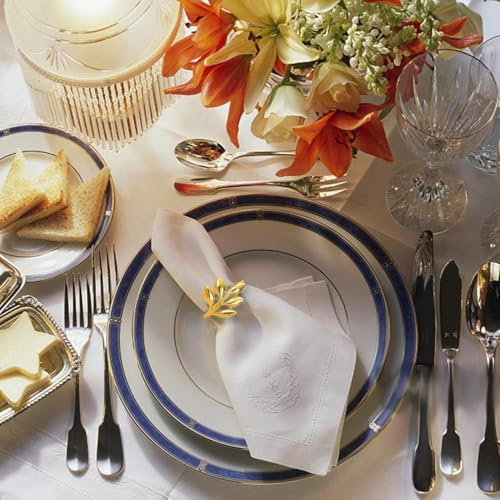KPOSIYA Gold Napkin Rings Set of 100, Leaf Napkin Holder for Thanksgiving