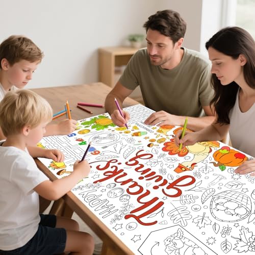 Thanksgiving Giant Coloring Poster Fall Turkey Paper Tablecloth