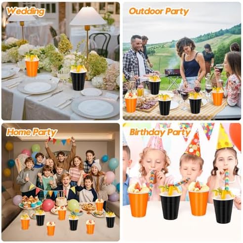 Vumdua Orange and Black Plastic Cups Disposable Cups, 12 oz Halloween Party Cups for Halloween, Birthday, Fall Party Supplies, Pack of 40