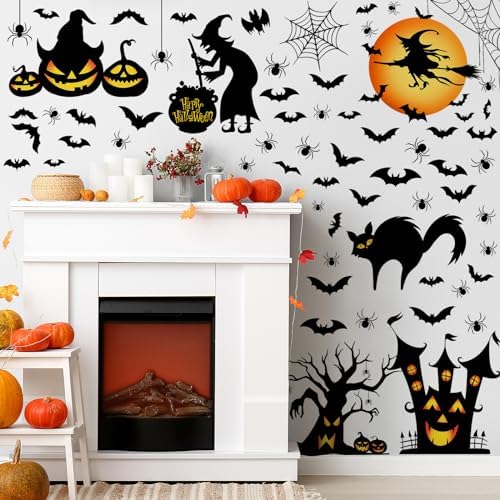 Haull 6 Sheet Watercolor Halloween Wall Stickers Halloween Wall Decals