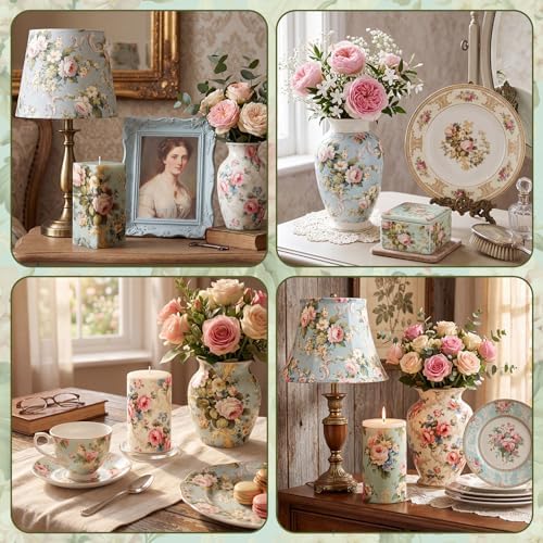 Tenceur 48 Pack 12 Style Vintage Floral Decoupage Paper Napkins, 13 inch