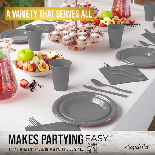 Exquisite 350 Pcs Silver Plates and Napkins Party Supplies Plate Sets