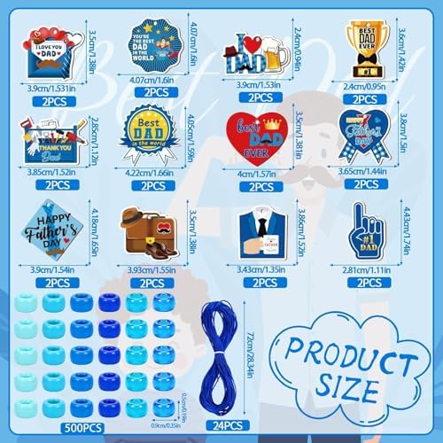 DTOFOOT 24 Set Fathers Day Crafts for Kids Bulk Beads Necklace Making Kit