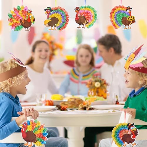 Fennoral 12 Pack Thanksgiving Turkey Crafts Kit for Kids Make You Own Turkey Poke in Arts and Crafts DIY for Boys Girls Classroom Activities Fall Decoration