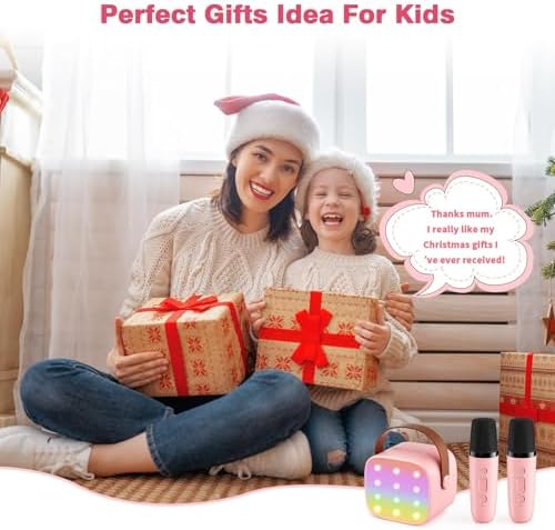 Mini Karaoke Machine with 2 Wireless Microphones, 2026 TOP Kids Portable Bluetooth Karaoke Machine for 3, 4, 5, 6, 7, 8, 9,10,11,12+Year Old, Christmas Birthday Gifts for Girls Boys Adults Home Party