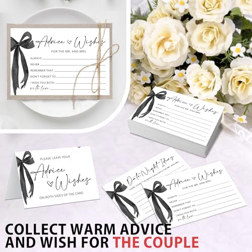 50 Pcs Advice and Wishes for the Mr and Mrs Cards - Bridal Shower Guest Book, Wedding Reception Decor, Newlywed Games, Engagement Party & Anniversary Keepsake -B07