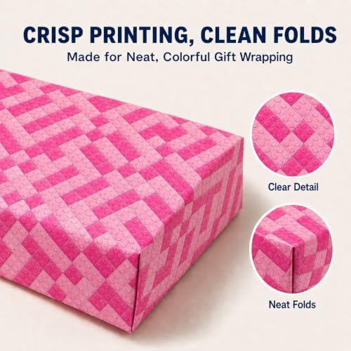 Building Blocks Wrapping Paper, Double-Sided Gift Wrap Sheets for Birthdays