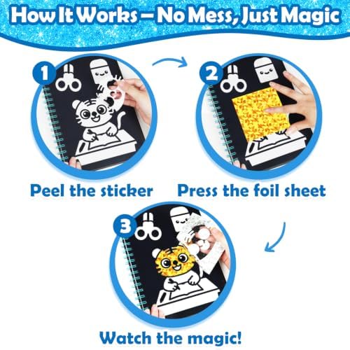 FUNNYB&G Foil Art Craft Kit for Kids, Sparkly Birthday Gift Toy for Boys