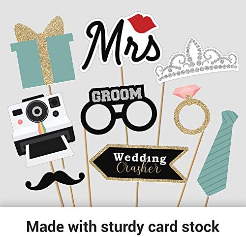 Fully Assembled Wedding Photo Booth Props - Set of 40 - Pink & Teal