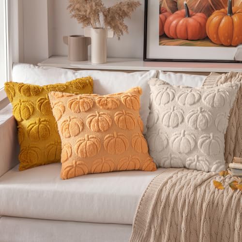 MIULEE Fall Pillow Covers Pumpkin Fall Decor 16x16 Beige