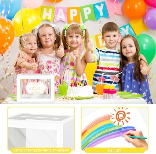 White Card Box for Party with 6 Cards, Clear Window