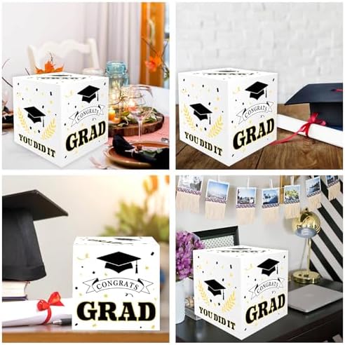 Graduation Card Box 2026 Graduations Decorations, White Graduation Card Box for Party 2026, Grad Cards holder Class of 2026 for College High School Gift Decor Supplies
