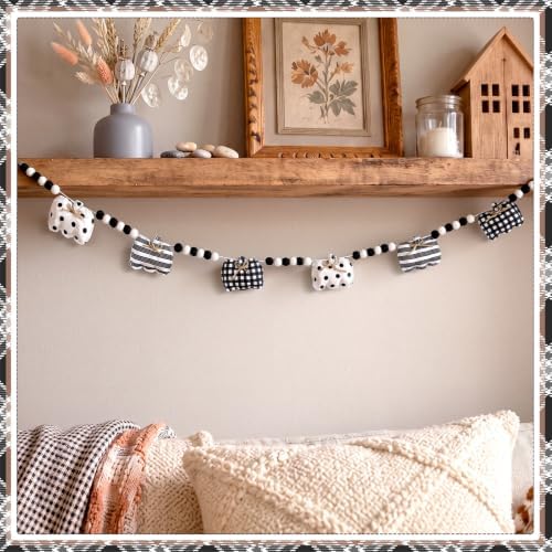CroBlissful Fall Plush Pumpkin Garland 3D Black and White Pumpkins