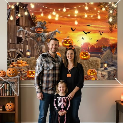 Halloween Backdrop Pumpkin Fall Photography Backdrop Party Decoration 8x6Ft