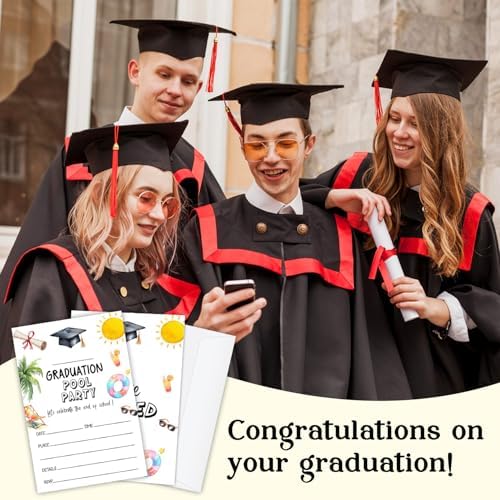 Graduation Invitations 2026 with Envelopes - 20 Pack Class of 2026 Black and Gold Graduation Party Invitations, 4x6 Inch Fill-in Graduation Announcements for High School or College - A01