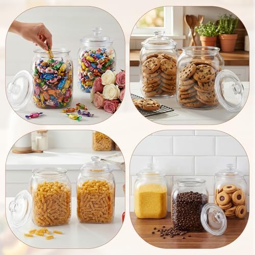 Suclain 2 Pack Acrylic Cookie Candy Jar with Lid, 1 Gallon