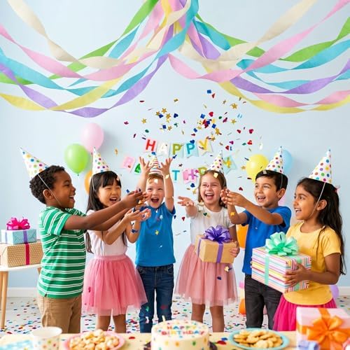 BEISHIDA 6 Rolls Pastel Crepe Paper Streamers for Birthday Wedding Party Decorations Bachelorette Bridal Shower Baby Shower piñatas DIY Craft Paper(492 Ft)