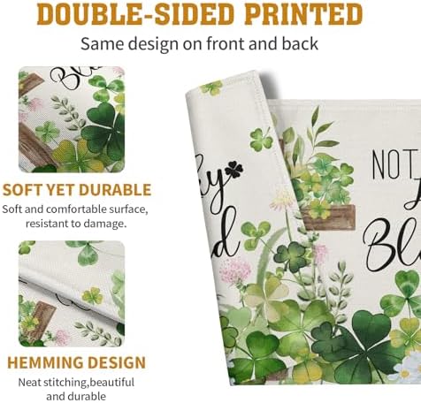 St Patricks Placemats Set of 4 St. Patrick's Day Cross Shamrocks Clover Linen Table Mats 12x18 Inch Spring Heat Resistant Washable Place Mat for Kitchen Dining Home Party Decor