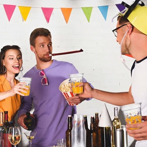 Funnymoom 60 Pack Space Plastic Cups 12 oz Outer Space Galaxy Planet Disposable Clear Plastic Drinking Cups for Planet Solar System Birthday Baby Shower Party Decoration Supplies