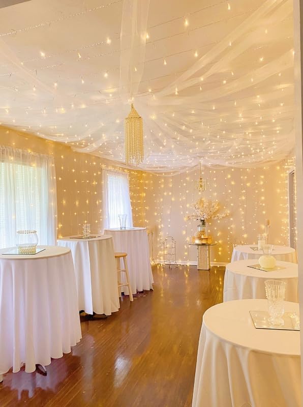 Lighting EVER 594 LED Curtain Lights, 20×10 ft Plug in Hanging Fairy Lights