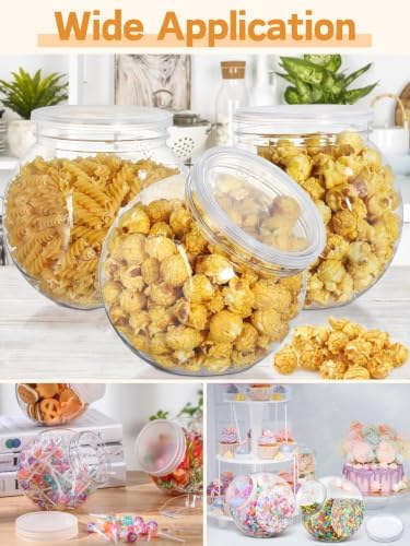 6PCS 34oz Plastics Candy Jars for Candy Buffet, 1000ml Plastic Cookie Jars with Lids Clear for Candy Bar Supplies, Coffee Holder Food Storage