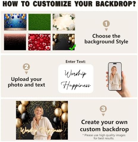 Custom Backdrop Personalized 5x3 Ft, Customized Photo Backdrop Banner with Picture Logo, Personalized Background for Photography, Gift for Birthday, Baby Shower, Christmas Decorations, Made in USA