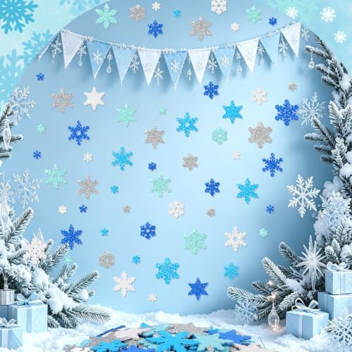 360Pcs Foam Stickers Glitter 3D Snowflakes Foam Shape Sticker,Snowflakes