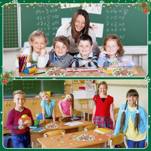 JUNEBRUSHS 150Pcs Christmas Erasers for Kids Bulk, Cute Mini Peppermint Candy Cane Pencil Erasers Novelty Holiday Erasers for Student Classroom Rewards Christmas Prizes Gifts Stocking Stuffers