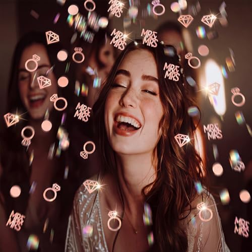 Sumind 220pcs Rose Gold Wedding Table Confetti Mr Mrs Diamond Ring Decor