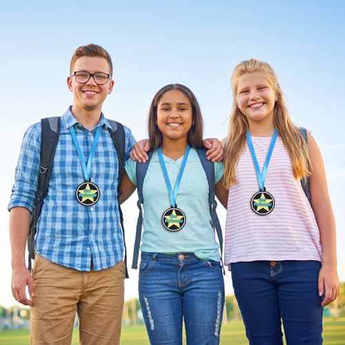 AmazingSpark 60 Pcs Star Performer Award Medals, 2 Inch Rubber Medals Bulk Winner Encourage Team Participation for Kids Adults Trophy Award Prize Gift Competitions Graduation Party