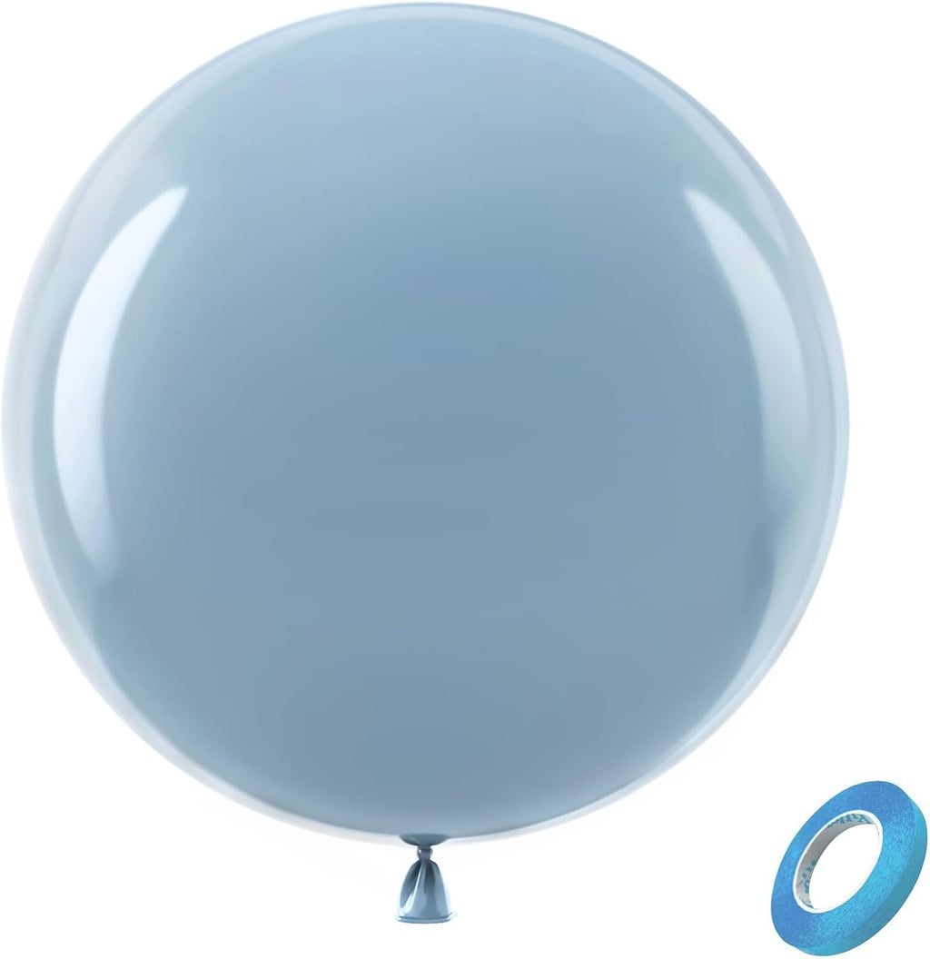 Bezente Dusty Blue Giant Latex Round Balloons 36 Inch 8 Pack