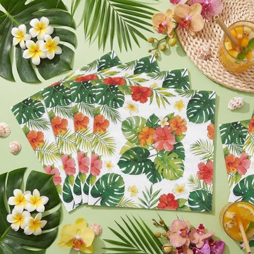 Natnarr 100 Pcs Tropical Napkins, 5" Hawaiian Cocktail Napkins