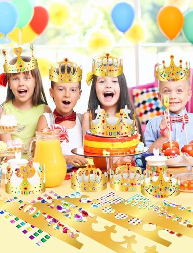 Gold Paper Crowns, Diy Birthday King Crowns Craft to Decorate, Paper Prince Princess Crown Hats for School Classroom