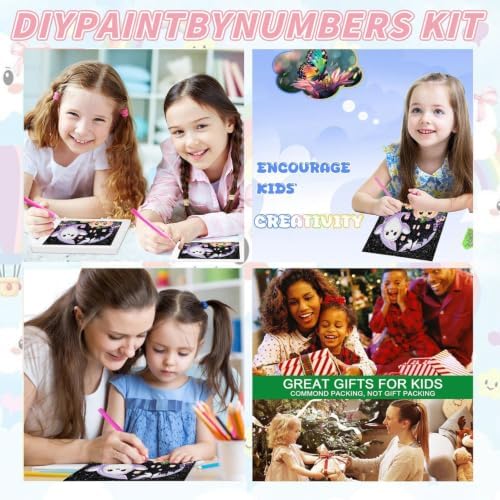 Halloween Diamond Art Kit for Kids with Frame,DIY Crafts for Girls Boy