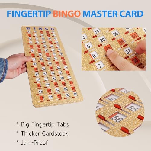 GSE Stitched Bingo Master Card with Sliding Windows, Reusable Shutter Card
