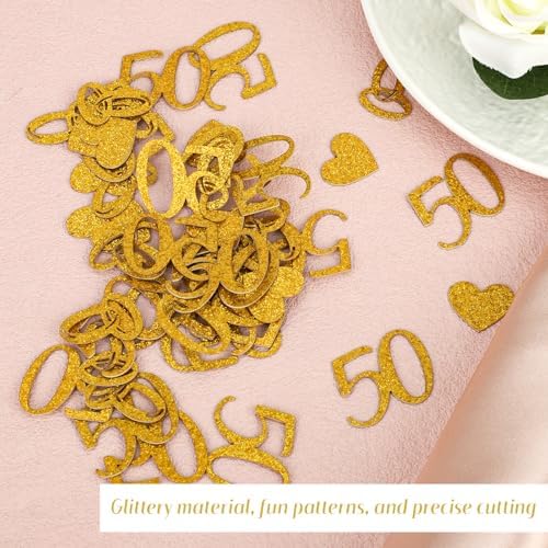 200pcs 50th Wedding Anniversary Confetti, Gold Glitter Paper