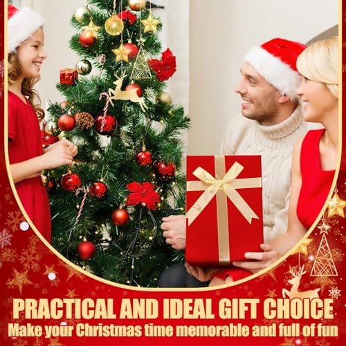 Cholemy 6 Pcs Christmas Nesting Gift Box, Lovely Style, Red, Golden