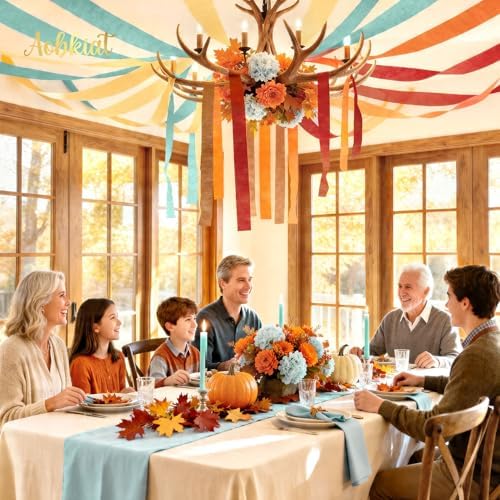 AOBKIAT Fall Colorful Streamers Party Decorations,5 Rolls