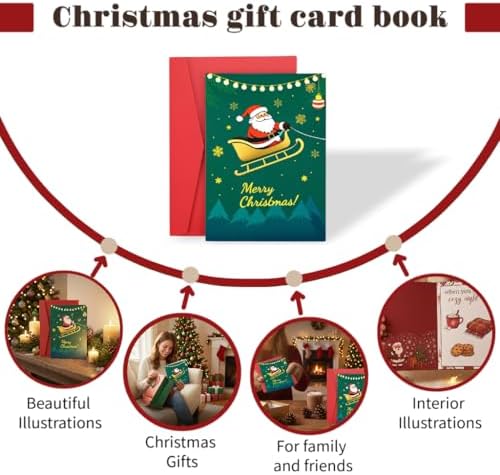 3Pc Christmas Gift Card Book for Adults,Card Gift Book with Envelopes Gifts