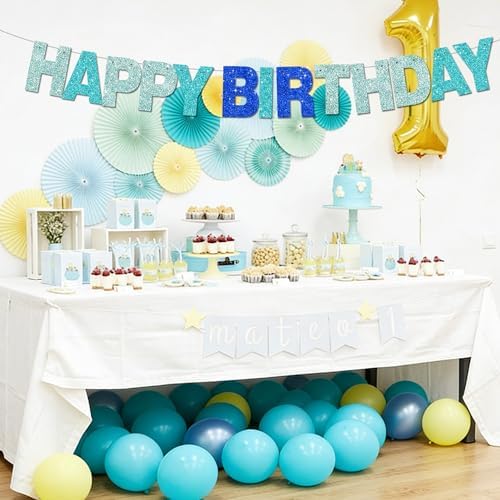 BEISHIDA Glitter Blue Mix 116 PCS A-Z DIY Letter Custom Banner Party Decor