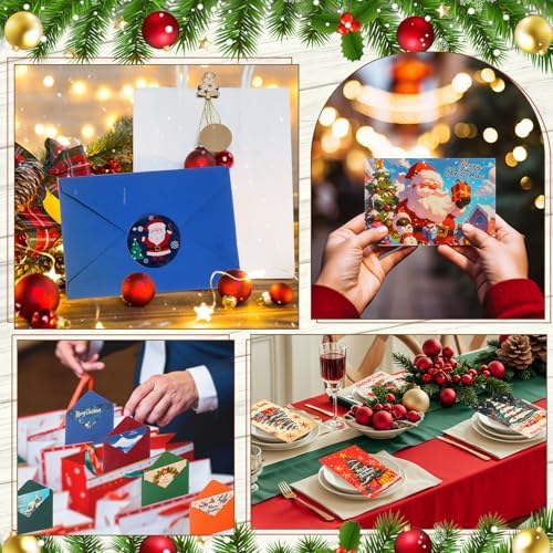 AmazingSpark 345 Set Christmas Cards with Envelopes Stickers,Classic