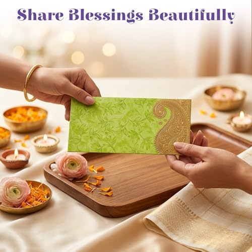 LoveNspire Money Envelopes (7 x 3 Inch) Decorative Golden Paisley Pattern Shagun Lifafa for Indian Wedding, Birthday | Cash Gift Holder & Home Savings Organizer Pack of 25