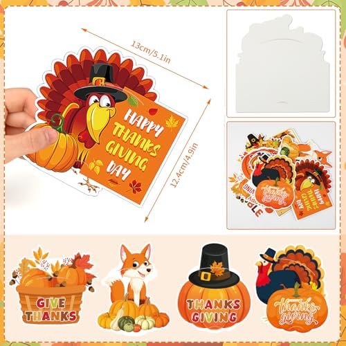 30Pcs Thanksgiving Gift Card Holder Fall Greeting Cards Sleeves