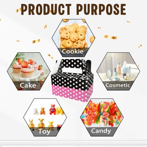 12 Pcs Cartoon Mouse Party Favor Boxes, Pink Black Polka Dot Treat Boxes