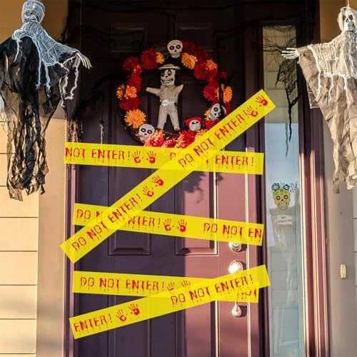 2Pack Halloween Decorations Caution Tape, 2 inch x 82 feet Do Not Enter Caution Tape Roll Yellow Scary Hazard Warning Tape Safety Outdoor DIY Spooky Decorative for Party,Door,Danger Areas, Barricade