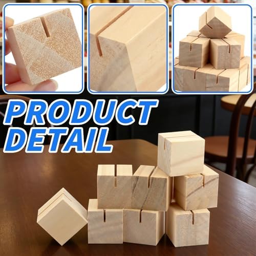 30Pcs 1.2x1.2 Inches Wood Table Number Stands, Wood Place Card Holders, Wooden Holders for Wedding, Ceremony, Birthday, Party, Home Decoration, Events (2mm Slots)