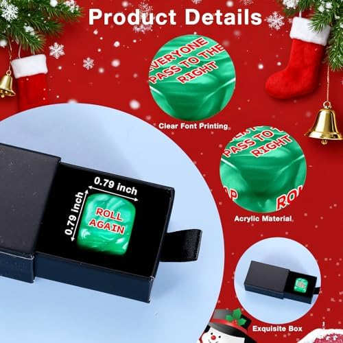 White Elephants Dice Santa Swap Gift Exchange Dice Stocking Stuffers for Women Men 2025 Christmas Dices Gift Exchange Game Funny Gifts for Adults Group Family Christmas Party Favors Xmas