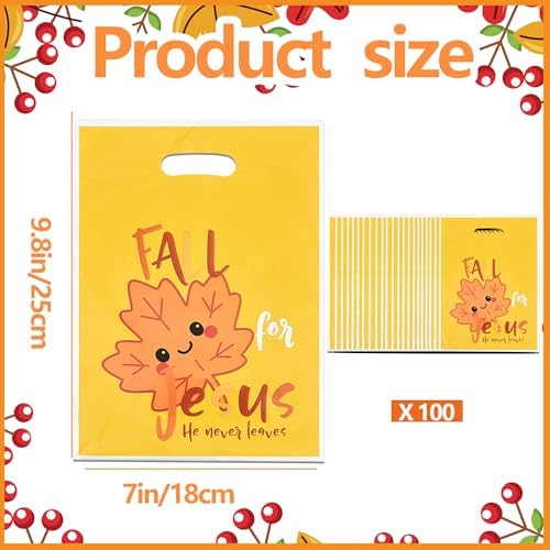 EUVBOKW 100 PCS Fall for Jesus Treat Bags with Handles