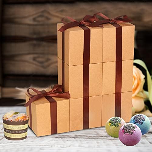 50 Pack Small Gift Boxes, 3x3x3 Favor Boxes Brown Paper Gift Boxes with Lids for Presents, Crafting, Cupcake Boxes, Gifts, Candy Boxes for Wedding Party Bridal Shower Baby Shower Favors